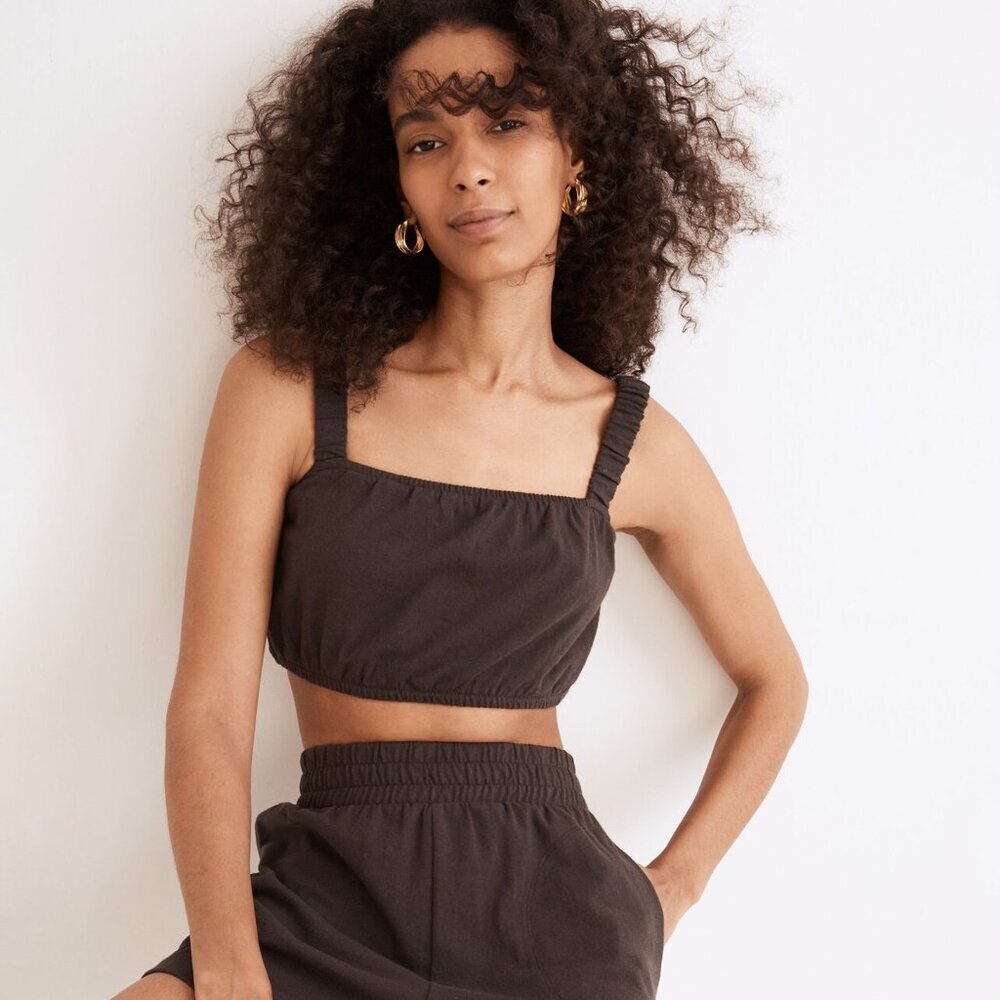 NWT New Madewell Organic Cotton Crop Deep Coal Tank Size XL